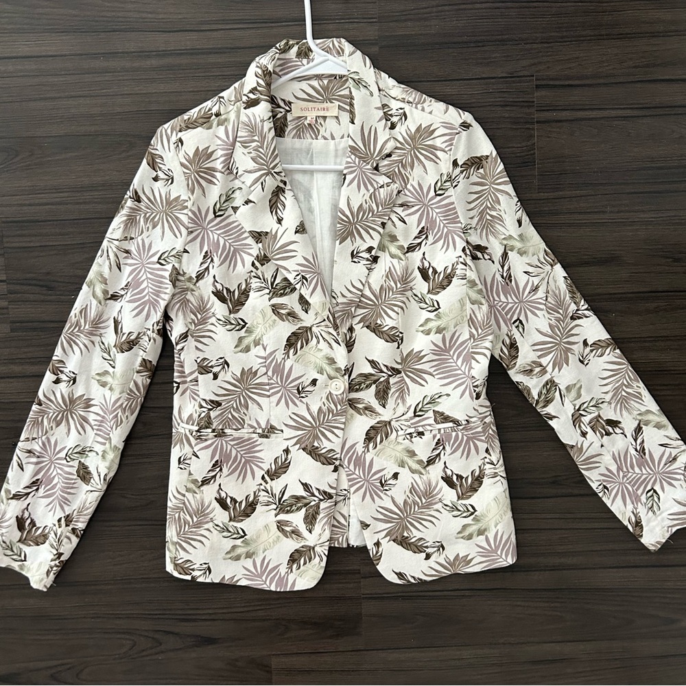 Solitaire Tropical Leaf Pattern Jacket Cotton - image 6